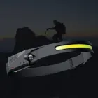 Легкий налобний ліхтар LED+COB з датчиком руху та червоним світлом (чорний)