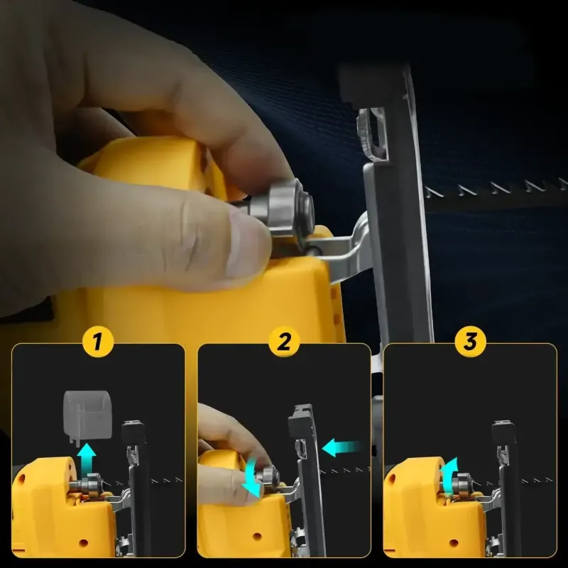 Лобзик з 2 акумуляторами 20V з LED підсвічуванням та нахилом 0-45° у пластиковому кейсі Жовтий