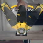 Лобзик з 2 акумуляторами 20V з LED підсвічуванням та нахилом 0-45° у пластиковому кейсі Жовтий