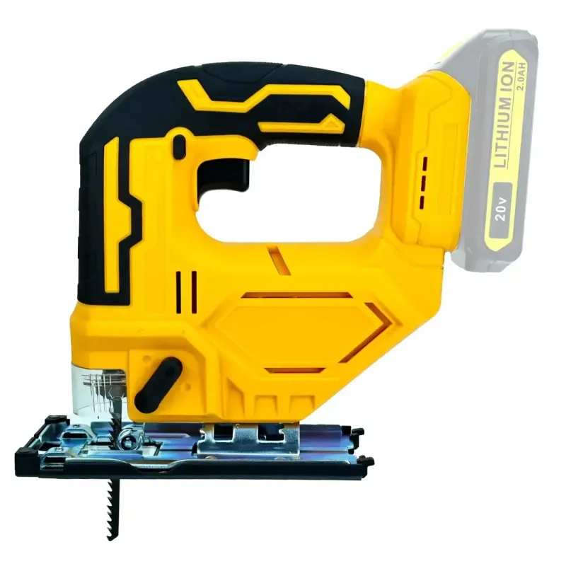 Лобзик з 2 акумуляторами 20V з LED підсвічуванням та нахилом 0-45° у пластиковому кейсі Жовтий