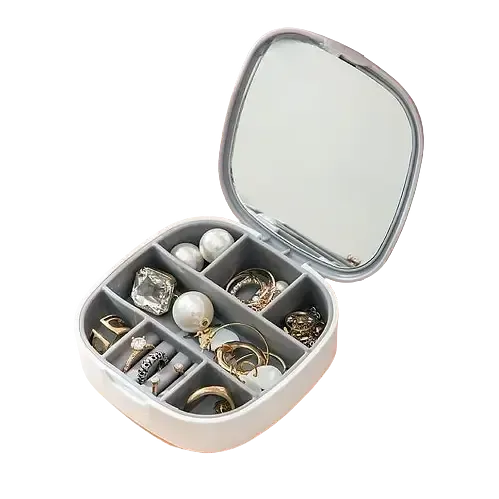 Маленька дорожня скринька для прикрас, міні-органайзер для прикрас із дзеркалом