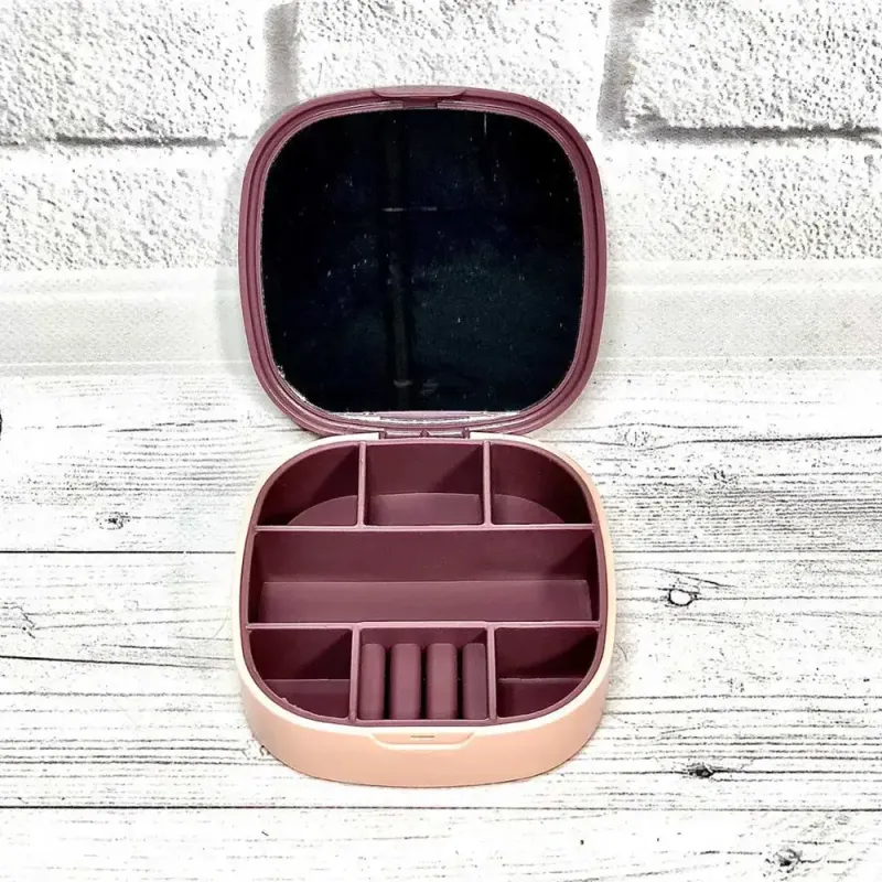 Маленька дорожня скринька для прикрас, міні-органайзер для прикрас із дзеркалом