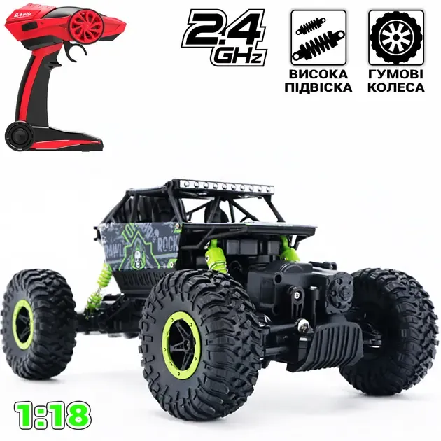 Машинка на радіокеруванні джип-всюдихід Climbing на амортизаторах повнопривідна з протекторами та великими гумовими колесами 2.4 GHz