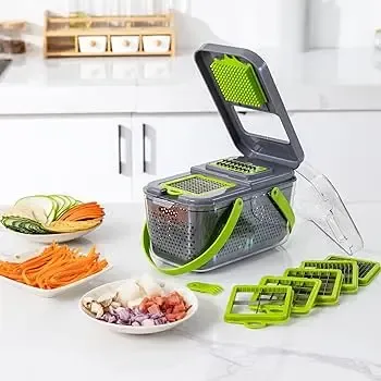 Багатофункціональна овочерізка 22 в 1 із друшляком, кошиком і контейнером, швидкісним подрібнювачем для їжі