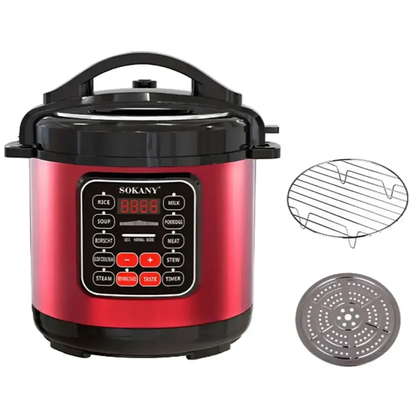 Мультиварка електрична на 5 л потужністю 1000 Вт. Sokany SK-2402 Червона Скороварка на 10 програм