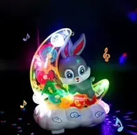 Музична іграшка-нічник Зайчик на місяць YJ3043