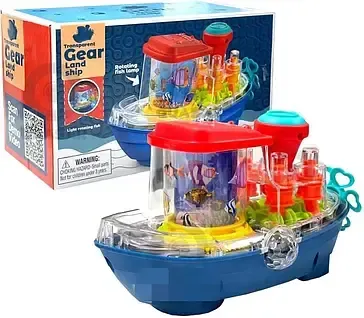Музичний кораблик (підсвічування, мелодії, колесо вільного ходу, шестерні) YJ 388-67