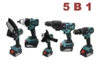 Набір 5в1 акумуляторних електроінструментів з 2 АКБ у кейсі