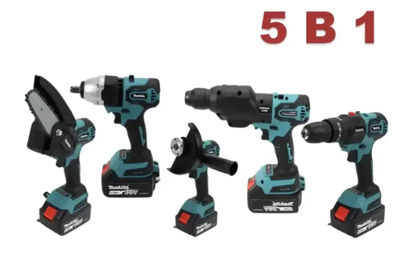 Набір 5в1 акумуляторних електроінструментів з 2 АКБ у кейсі