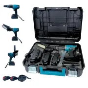 Набір акумуляторних електроінструментів 3в1 шуруповерт турбінка міні пила з 2 акумуляторами в кейсі