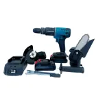 Набір акумуляторних електроінструментів 3в1 шуруповерт турбінка міні пила з 2 акумуляторами в кейсі