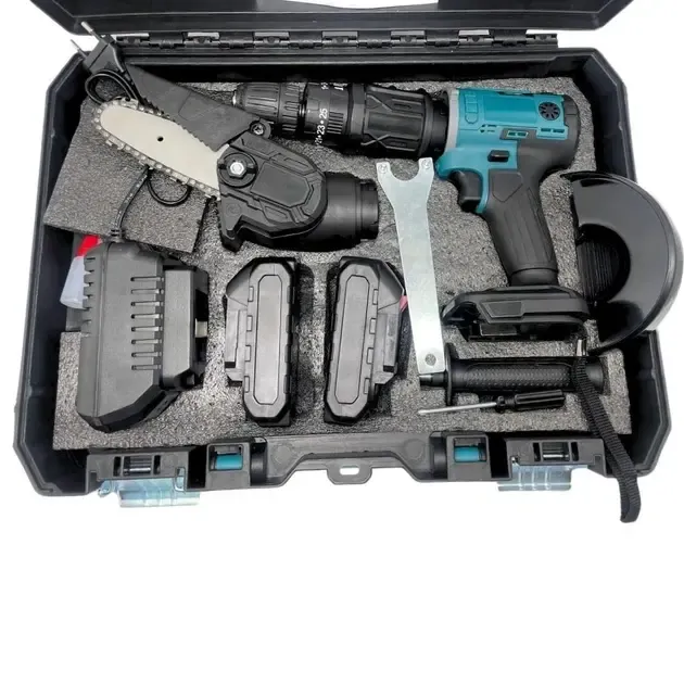 Набір акумуляторних електроінструментів 3в1 шуруповерт турбінка міні пила з 2 акумуляторами в кейсі