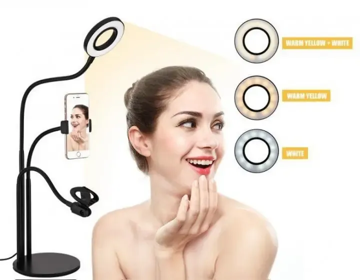 Набір блогера 3в1 Гнучкий штатив з Led кільцем Ring Light + тримачі для телефону та мікрофона на підставці
