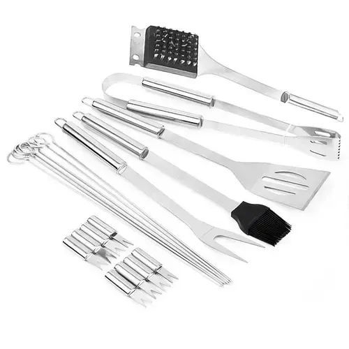 Набір для барбекю grilljoy 20 шт., набір для барбекю з нержавіючої сталі в алюмінієвому футлярі для зберігання, професійний набір для барбекю