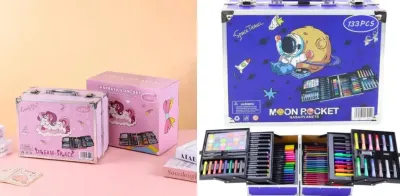 Набір для малювання  133 предметів, дитячий набір для творчості у валізі