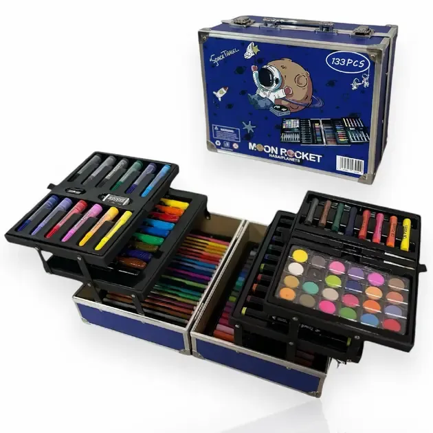 Набір для малювання  133 предметів, дитячий набір для творчості у валізі