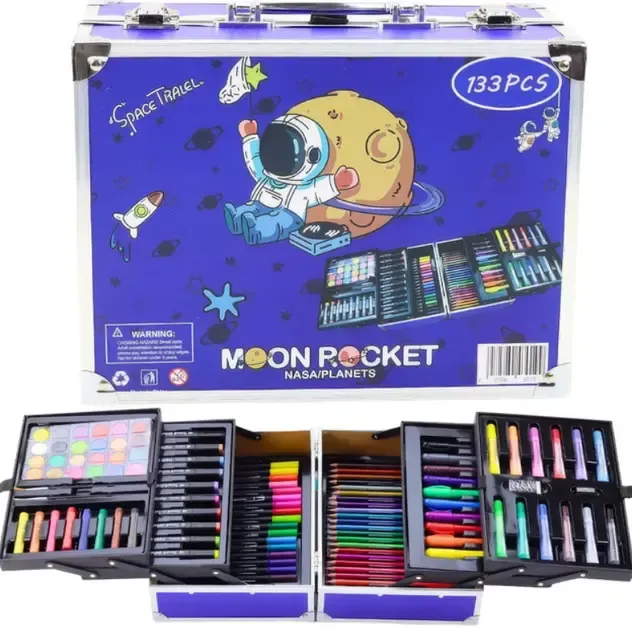 Набір для малювання  133 предметів, дитячий набір для творчості у валізі