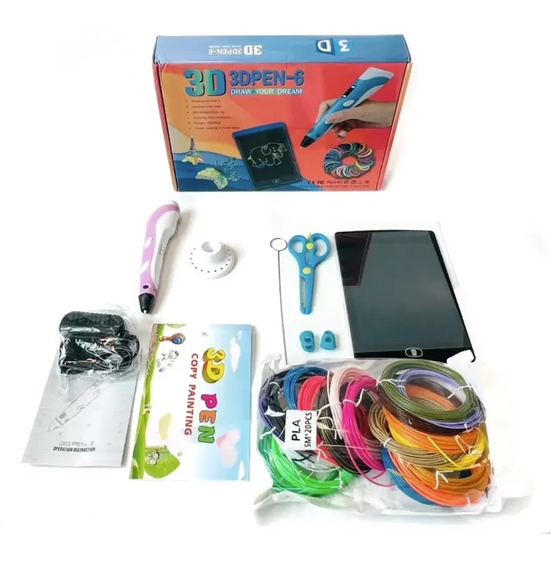 Набір для творчості 3D 3D ручка Pen-6 c LCD дисплеєм + графічний планшет + трафарети + 100 м пластику в комплекті