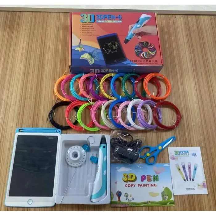 Набір для творчості 3D 3D ручка Pen-6 c LCD дисплеєм + графічний планшет + трафарети + 100 м пластику в комплекті