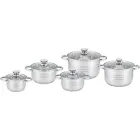 Набір каструль UNIQUE UN-5034 10ін. (2,1 л, 2,9 л, 3,9 л, 5,1 л, 6,5 л, з кришками)