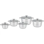 Набір каструль UNIQUE UN-5034 10ін. (2,1 л, 2,9 л, 3,9 л, 5,1 л, 6,5 л, з кришками)