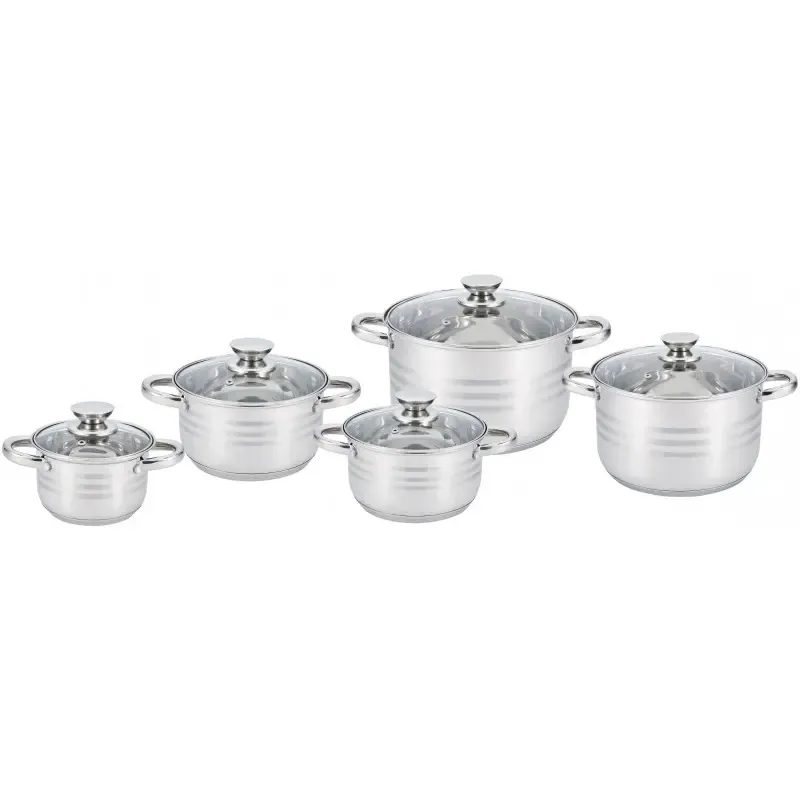 Набір каструль UNIQUE UN-5034 10ін. (2,1 л, 2,9 л, 3,9 л, 5,1 л, 6,5 л, з кришками)