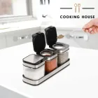 Набір контейнерів для солі, перцю, приправ та спецій Cooking House з кришками та ложками – 3 шт