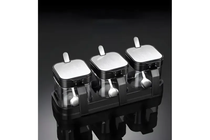 Набір контейнерів для солі, перцю, приправ та спецій Cooking House з кришками та ложками – 3 шт