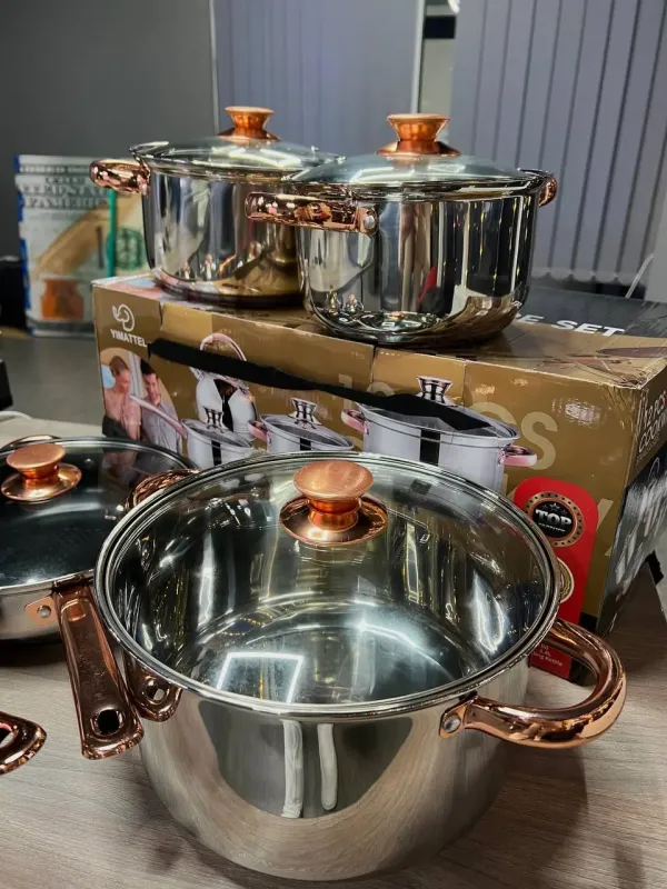 Набір кухонного посуду з нержавіючої сталі Yimattel 12 предметів з індукційним дном