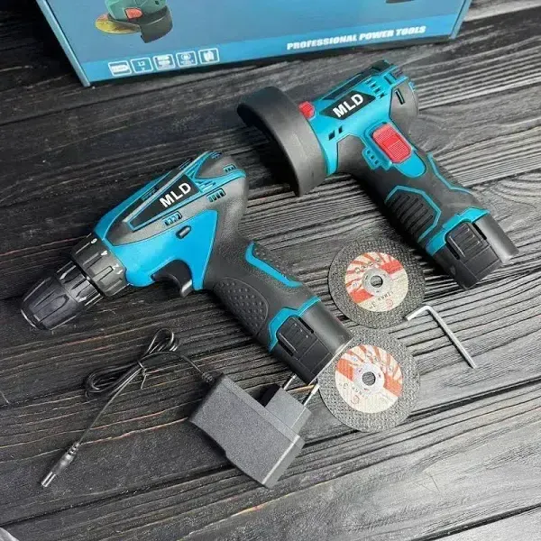 Набір  електро інструменту 2в1/ Шуруповерт+Болгарка міні 2 акб 12V AT-AG7501-2