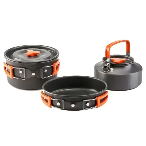 Набір похідного посуду складаний на 2 персони, 3 предмети, алюміній, DS-308 турист