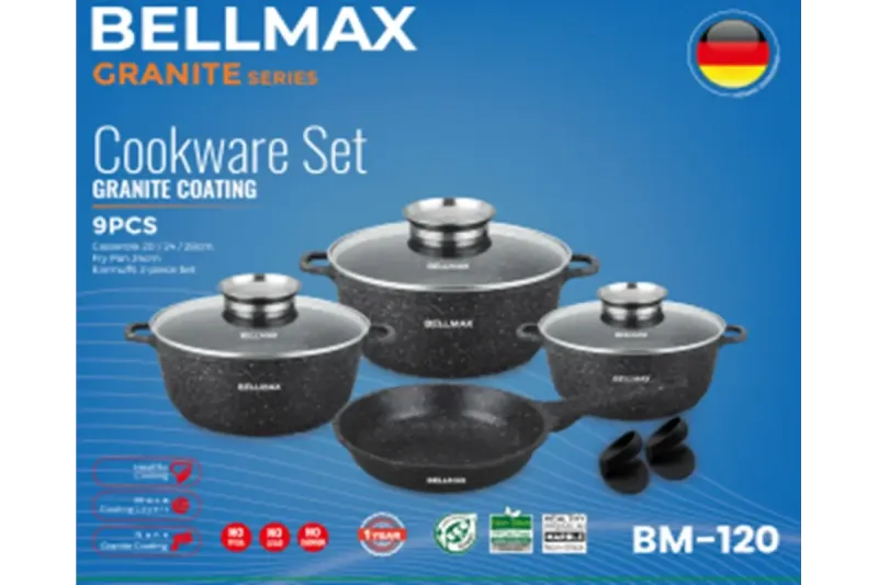Набір посуду 9 предметів Bellmax Cookware Set BM-120