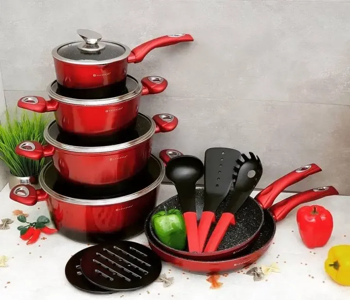 Набір посуду казанів 15 предметів з мармуровим антипригарним покриттям Edenberg EB-5612