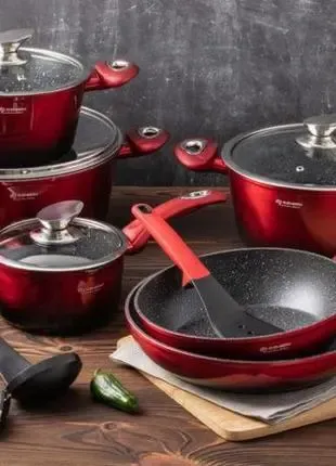 Набір посуду казанів 15 предметів з мармуровим антипригарним покриттям Edenberg EB-5612