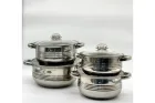 Набір посуду Unique UN-7020 8 предметів / Каструлі з нержавіючої сталі / Скромні термостійкі кришки