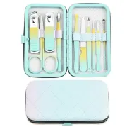 Набір професійний для манікюру/педикюру на 10 предметів м'ятно-жовтий
