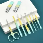 Набір професійний для манікюру/педикюру на 10 предметів м'ятно-жовтий