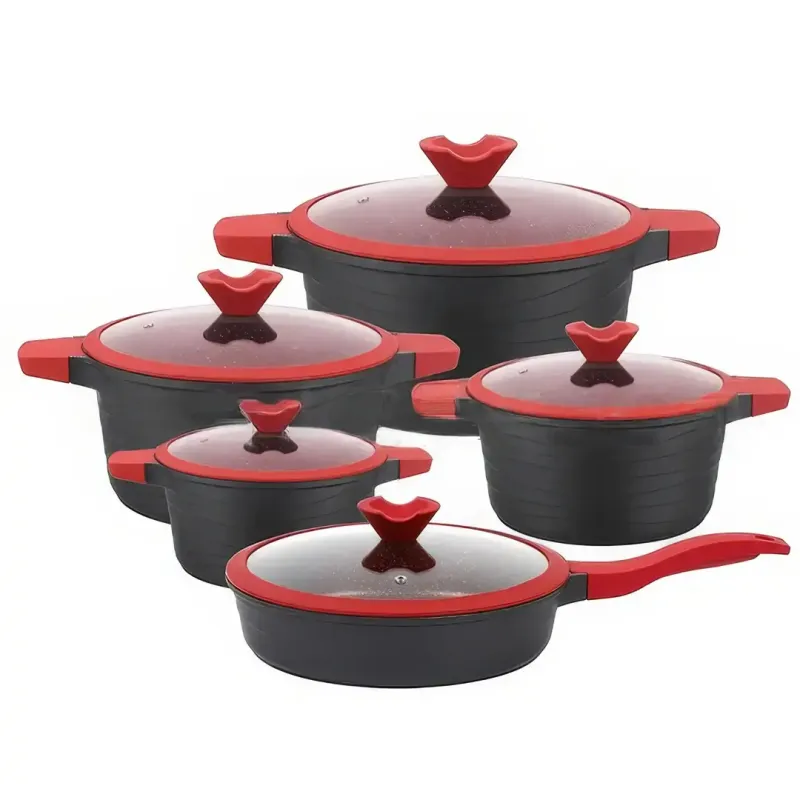 Набір із 4 каструль та сковорідки зі скляними кришками та антипригарним покриттям XW-10 Набір із 10 предметів