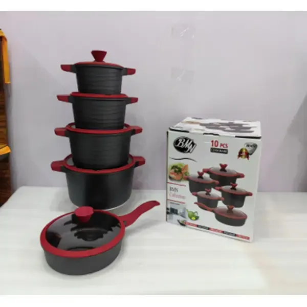 Набір із 4 каструль та сковорідки зі скляними кришками та антипригарним покриттям XW-10 Набір із 10 предметів