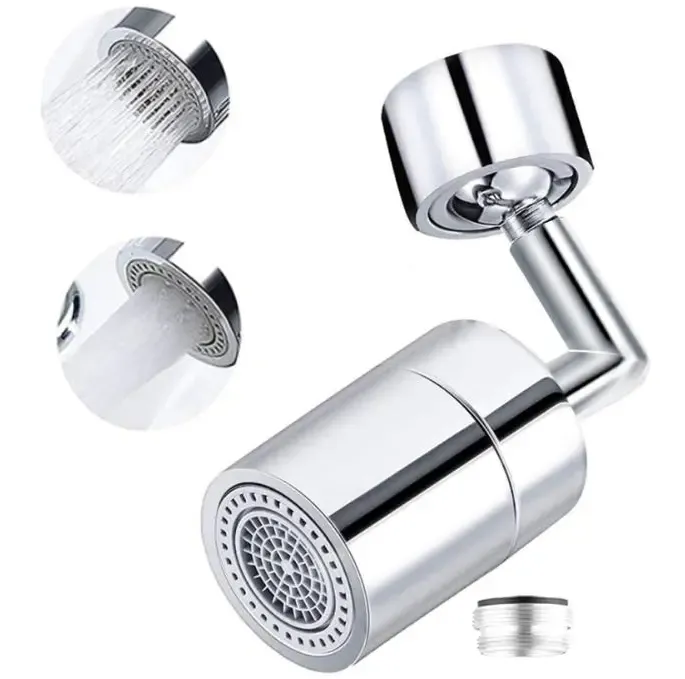 Насадка на кран Water для змішувача Металевий аератор поворотна головка на 720 градусів з 2 режимами вигнутий обертовий