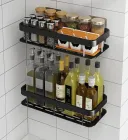 Настінна дворівнева полиця металева, що самоклеїться для ванної кімнати, душової.