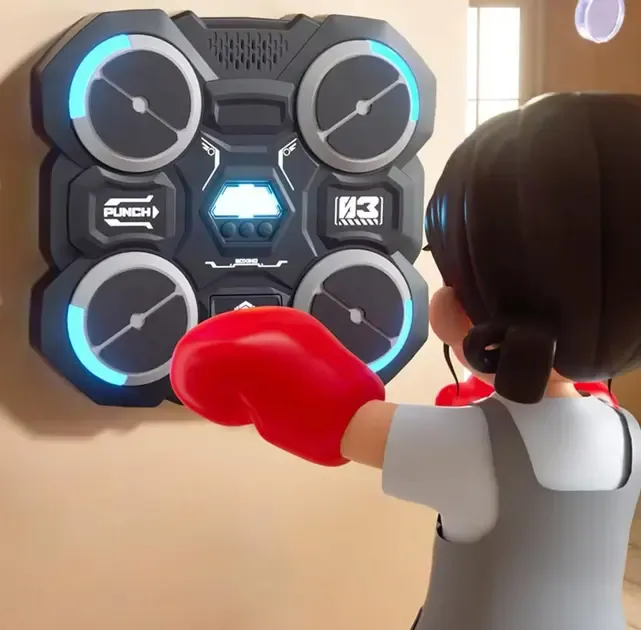 Настінний боксерський тренажер / музична машина-тренажер з підсвічуванням (4 цілі) + рукавички