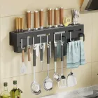 Настінний металевий утримувач органайзер Полиця Nest Sunny для кухні Чорна 50см