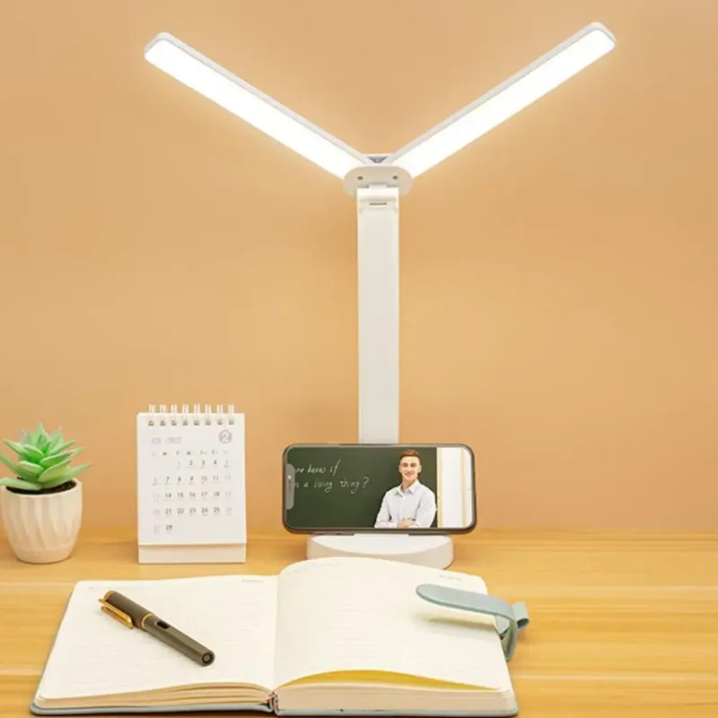 Настільна лампа з регульованою яскравістю світла  1960 / складна поворотна / з сенсорним вимикачем / з акумулятором та USB / нічником / біла