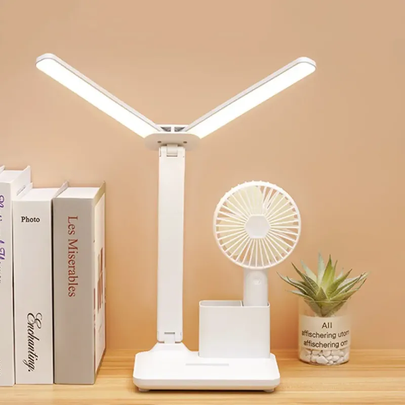 Настільна лампа з регульованою яскравістю світла  1960 / складна поворотна / з сенсорним вимикачем / з акумулятором та USB / нічником / біла