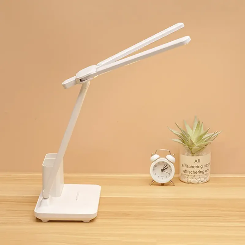 Настільна лампа з регульованою яскравістю світла  1960 / складна поворотна / з сенсорним вимикачем / з акумулятором та USB / нічником / біла