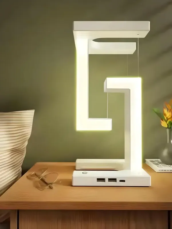 Настільна лампа SHS 2238 світлодіодна з 2*USB та бездротовою зарядкою 10W