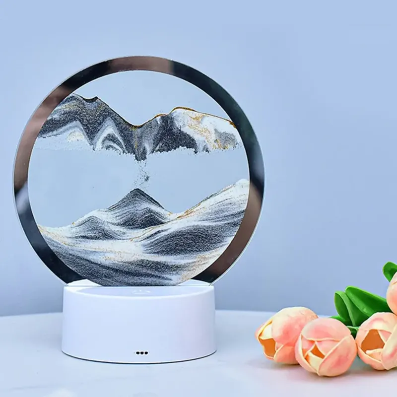 Настільна LED лампа нічник RGB Пісочний годинник 3D Sandscape. Картина Рухомий пісок