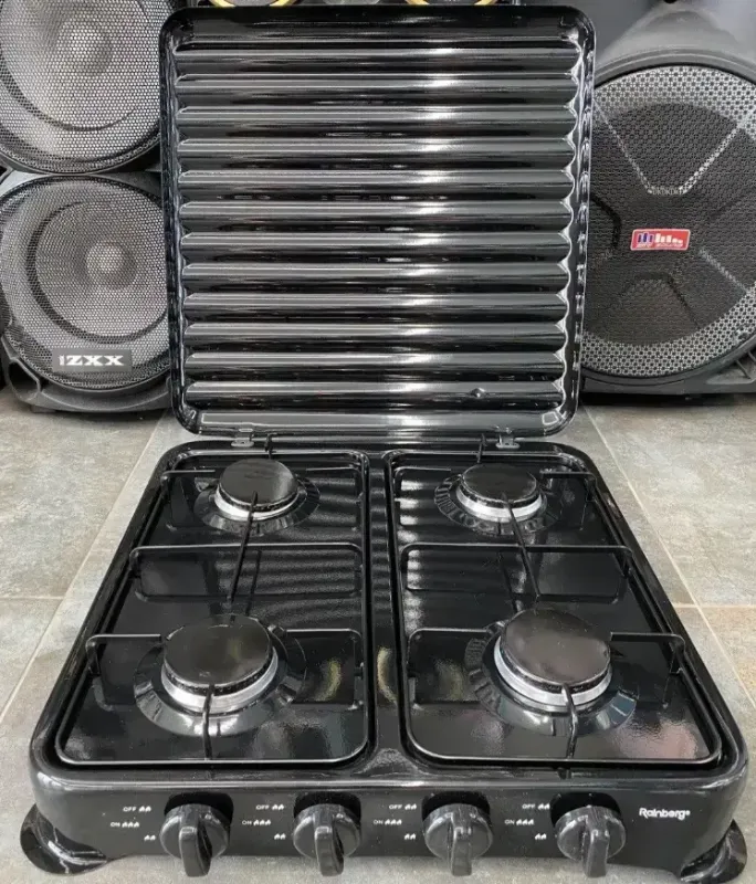 Настільна газова плита, плита на 4 конфорки domotec MS6604, чорний