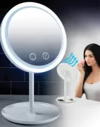 Настільне косметичне дзеркало з LED підсвічуванням та вентилятором Beauty Breeze Mirror